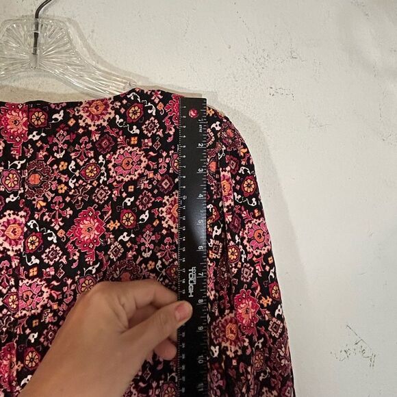 Lane Bryant Floral Maxi Dress Lace Up Neck Womens Plus Size 16 black pink boho - Picture 9 of 16